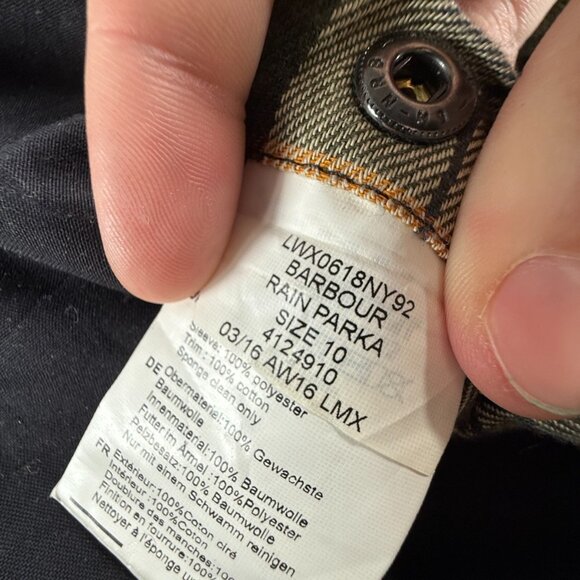 Barbour Rain Parka Heritage Brand Waxed Jacket Women Blue Hooded Size 6 US - Picture 16 of 16